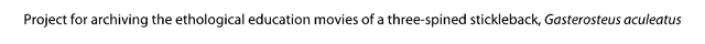 Project for archiving the ethological education movies of a three-spined stickleback, Gasterosteus aculeatus